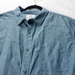On The Byas Button Shirt Mens Size Large PACSUN Blue Cotton Short Sleeve